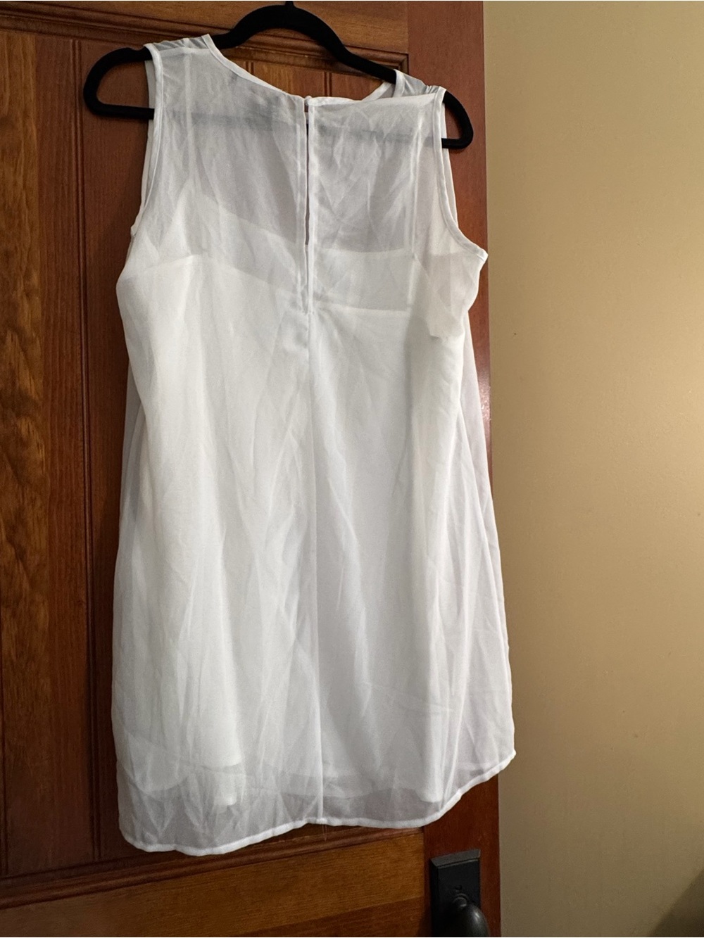 Kataleya White Chiffon Sleeveless Mini Shift Dress - Picture 4 of 4